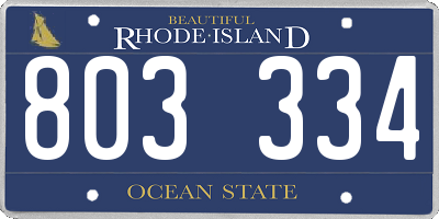 RI license plate 803334