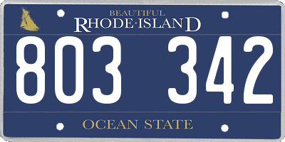RI license plate 803342