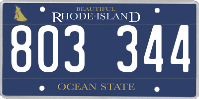 RI license plate 803344