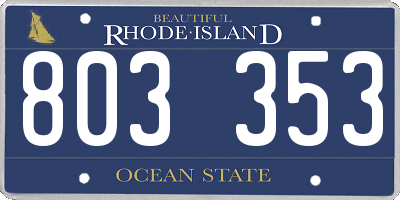 RI license plate 803353