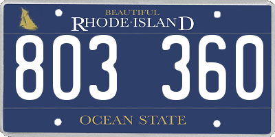 RI license plate 803360