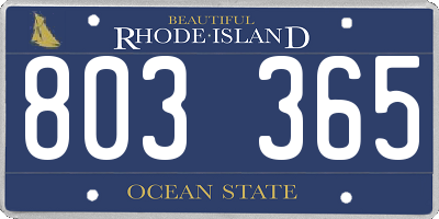 RI license plate 803365