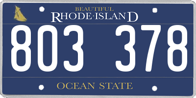 RI license plate 803378
