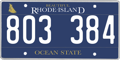 RI license plate 803384