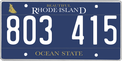 RI license plate 803415