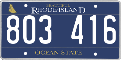 RI license plate 803416