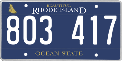 RI license plate 803417