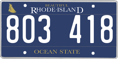 RI license plate 803418