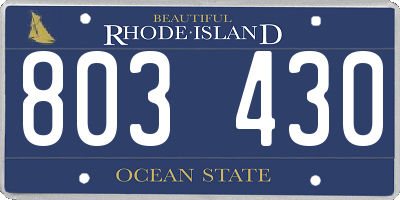 RI license plate 803430