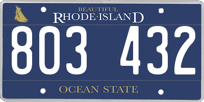 RI license plate 803432