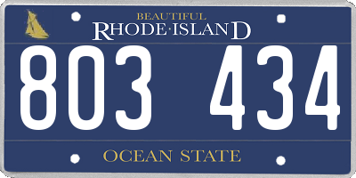 RI license plate 803434