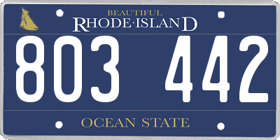 RI license plate 803442