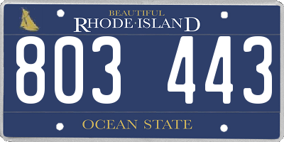 RI license plate 803443