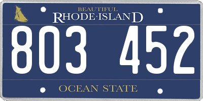 RI license plate 803452