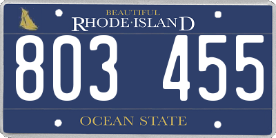 RI license plate 803455