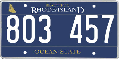 RI license plate 803457