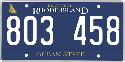 RI license plate 803458