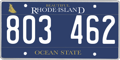 RI license plate 803462
