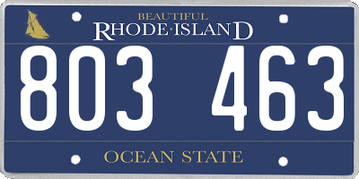 RI license plate 803463