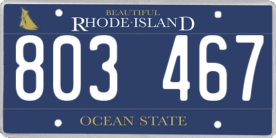 RI license plate 803467