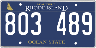 RI license plate 803489