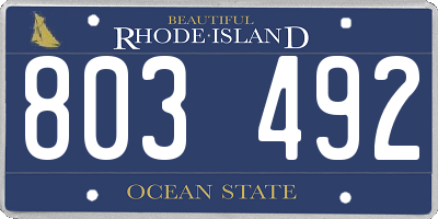 RI license plate 803492