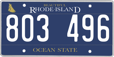 RI license plate 803496
