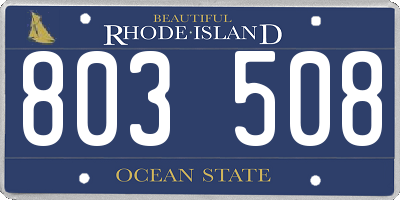 RI license plate 803508