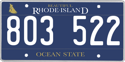RI license plate 803522
