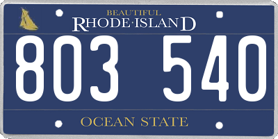 RI license plate 803540