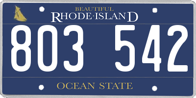 RI license plate 803542