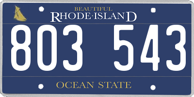 RI license plate 803543
