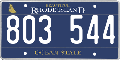 RI license plate 803544