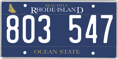 RI license plate 803547