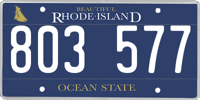 RI license plate 803577