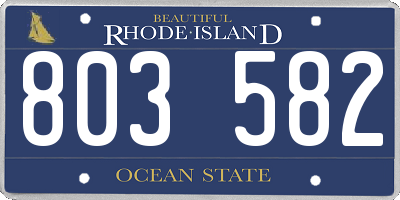 RI license plate 803582