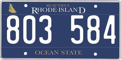 RI license plate 803584