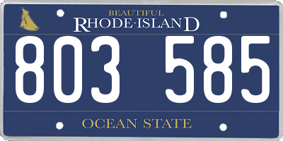 RI license plate 803585