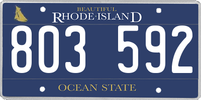 RI license plate 803592