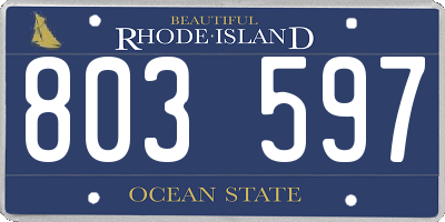 RI license plate 803597