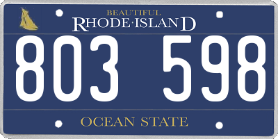 RI license plate 803598