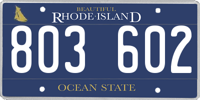 RI license plate 803602