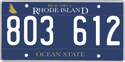 RI license plate 803612