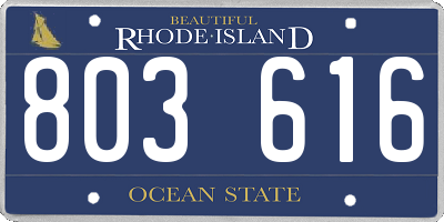 RI license plate 803616