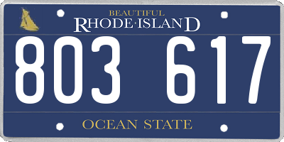 RI license plate 803617