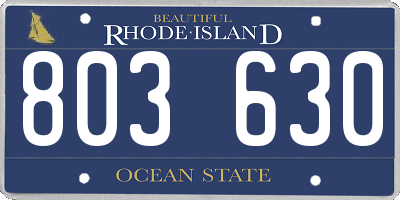 RI license plate 803630