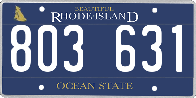 RI license plate 803631