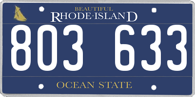 RI license plate 803633