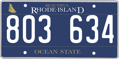 RI license plate 803634