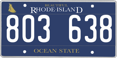 RI license plate 803638